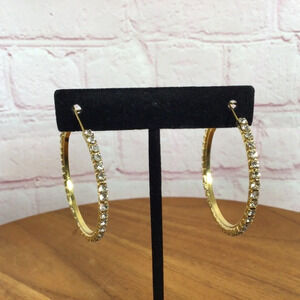 Sparkling Gold and Crystal Statement Fashion Hoop Earrings - NWOT